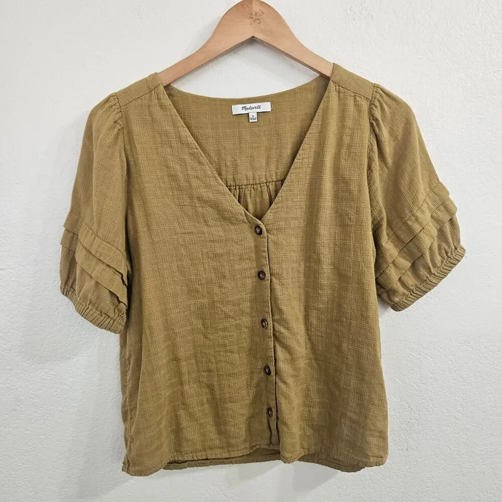 MADEWELL Pembroke Top in Mahan Plaid Size S